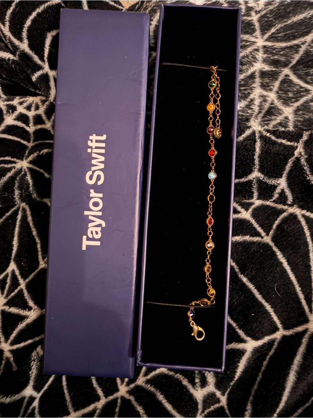 Taylor Swift Gold Bracelet with Multi-Colored Gem Accents from her Eras tour